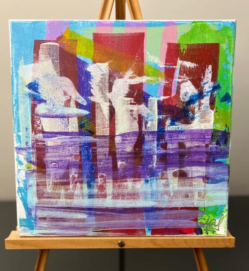Strip Mall Trio (14"x14") | Mixed Media in Paintings by The Art Of Gary Gore