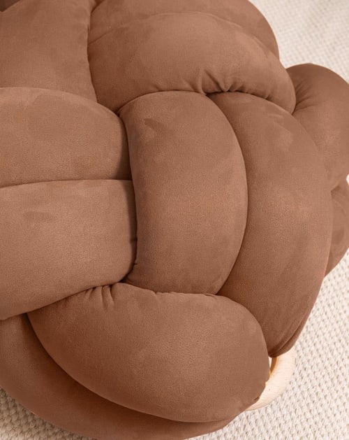 (L) Chocolate Brown Vegan Suede Knot Floor Cushion | Pillows by Knots Studio
