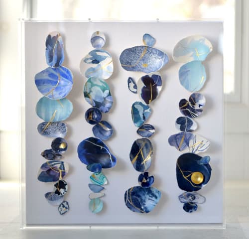 Kintsugi Eggshells Quadruple Totems | Mixed Media by Elisa Sheehan