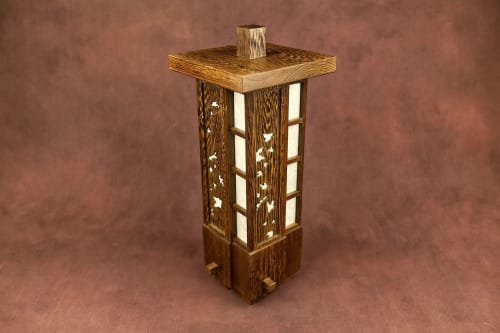 Japanese Lamp / Lantern In Wenge - "Rakuyō" (Falling Leaves) | Table Lamp in Lamps by Studio Straylight