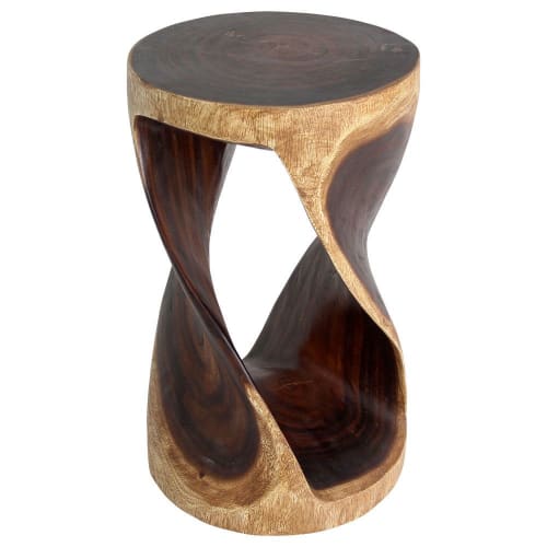 Haussmann® Round Wood Twist Accent Table 14 in DIA x 23 | End Table in Tables by Haussmann®