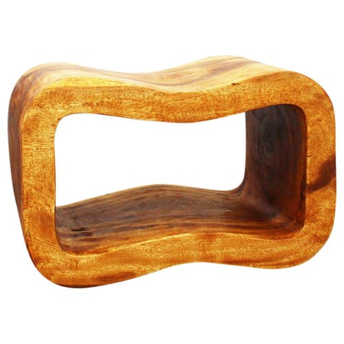 Haussmann® Wood Wave Bench 24 in x 13.5 x 15 inch High Oak | Benches & Ottomans by Haussmann®