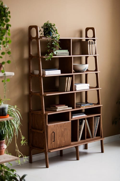Modular wall shelving, Ladder bookshelf, Custom furniture | Storage by Plywood Project
