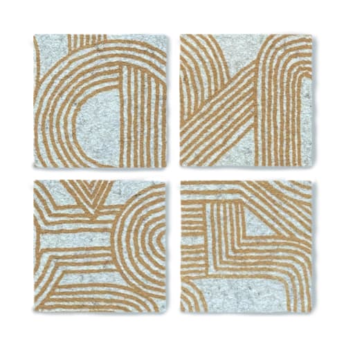Coasters Merino Wool Felt Rake Bamboo Wool White | Tableware by Lorraine Tuson