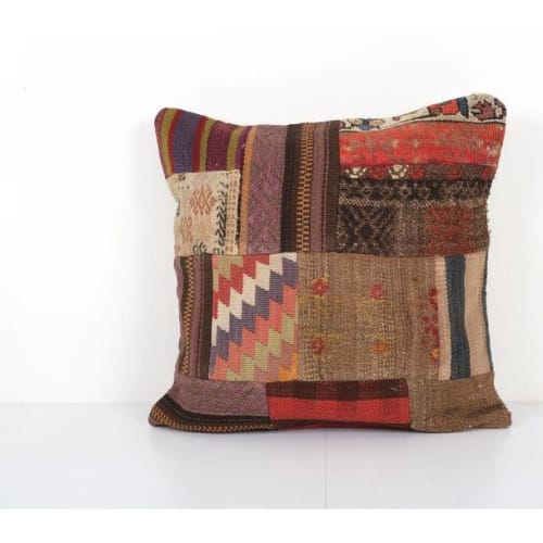Square Handwoven Turkish Kilim Pillow, Tribal Sofa Pillow, O | Pillows by Vintage Pillows Store