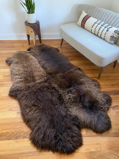 Plush Rich Brown Sheepskin Quad | Area Rug in Rugs by East Perry