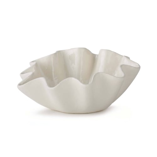 Soft White Ceramic Ruffled Bowl | Decorative Objects by Kevin Francis Design