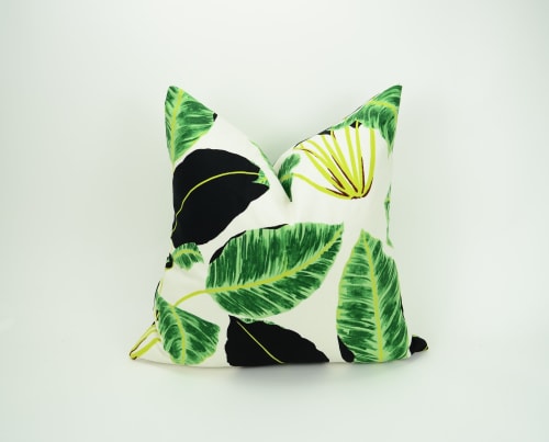 tropical pillow cover // green tropical print cushion | Pillows by velvet + linen
