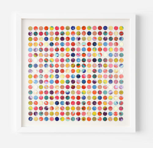 Three Hundred And Twenty Four Splash Dots Painting With Gold Leaf 2 | Collage in Paintings by Amelia Coward