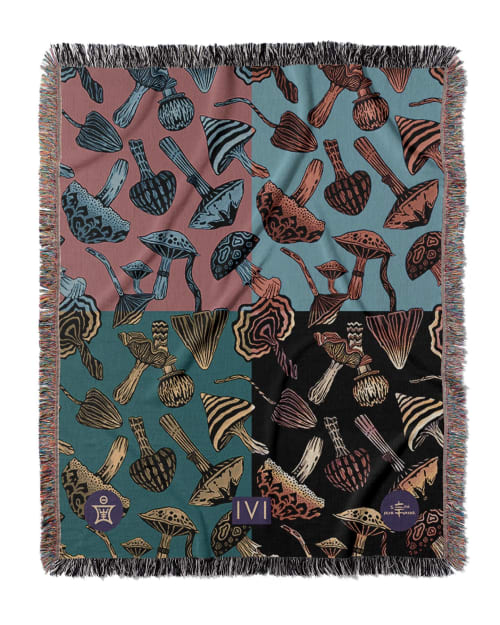 IVI - Mushroom Jacquard Woven Blanket - Four Color | Linens & Bedding by Sean Martorana