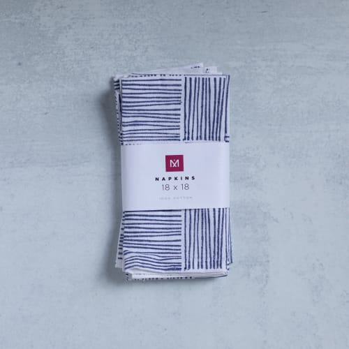 Dinner Napkins (set of 4) - Striped, Navy | Linens & Bedding by Mended