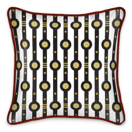 Shaman Straps Pattern Silk Cushion | Pillows by Sean Martorana