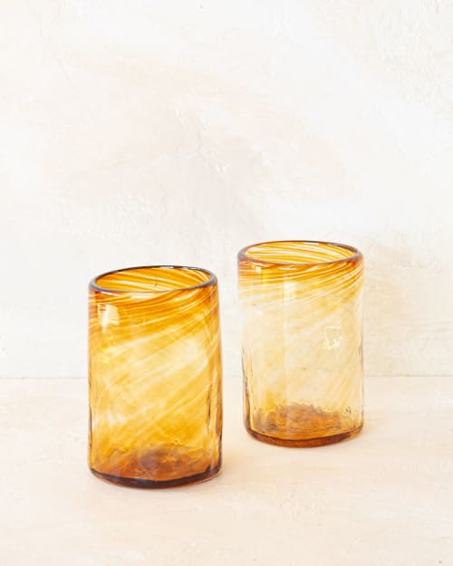 Xaquixe Large Tumbler - Amber (set of 2) | Glass in Drinkware by MINNA