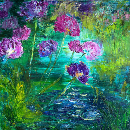 Lilies of the Nile | Oil And Acrylic Painting in Paintings by Checa Art