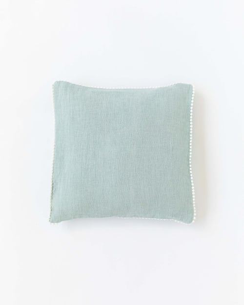 Pom Pom Trim Linen Pillowcase | Pillows by MagicLinen