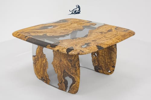 Olive Epoxy Coffee Table - Coffee Table With Clear Resin | Tables by TigerWoodAtelier