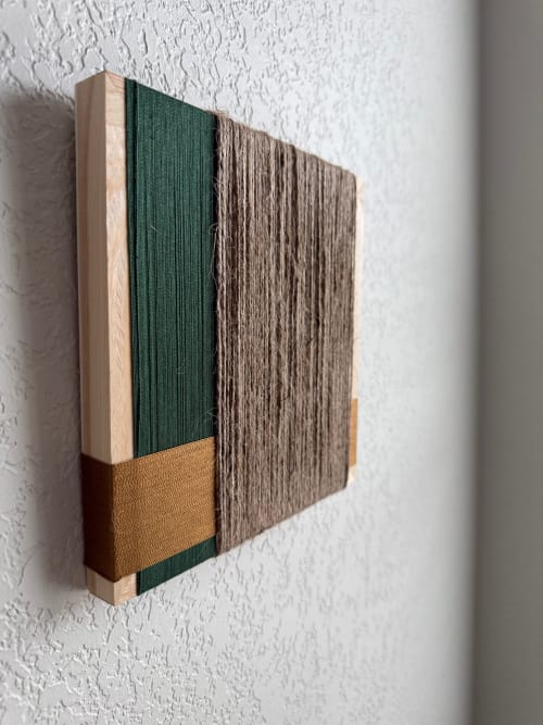 Woven Tile- Layered Twin, Rust and Green | Wall Sculpture in Wall Hangings by Mpwovenn Fiber Art by Mindy Pantuso
