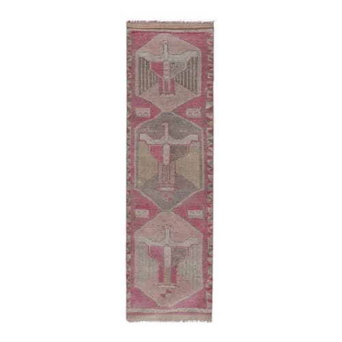 1960s Vintage Bird Pattern Turkish Runner Rug