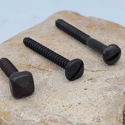 Decorative Black Iron Pyramid Acorn Round Slotted Head Screw | Hardware by Element Hand Forged Hardware