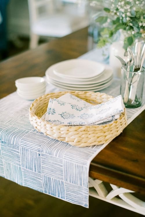 Table Runner - Striped, Navy | Linens & Bedding by Mended