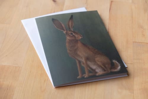 Woodland Hare Greeting Card – Wildlife Art Print, 5x7 Blank Card | Gift Cards by The Ugly Cat Studio