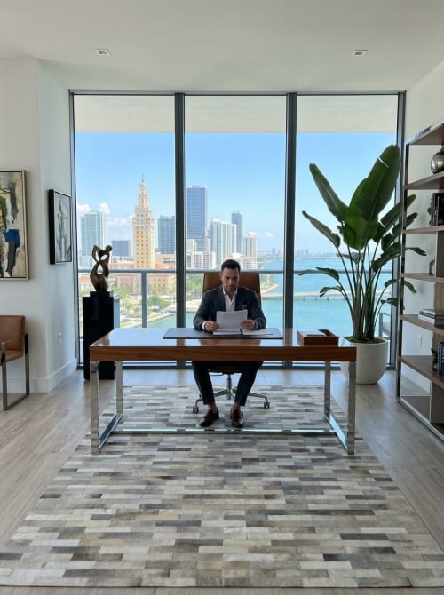 GENUINE LEATHER, LUXURY AREA RUG. BRICKELL DESIGN | 6 X 8 Ft | Rugs by KAYMANTA | Luxury Rug Makers