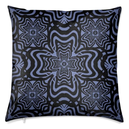 Rooster Feather Blue Velvet Cushion | Pillows by Sean Martorana