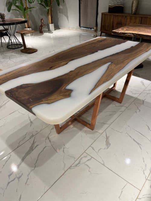 White Epoxy Table - White Resin Table - Custom Dining Table | Tables by Tinella Wood