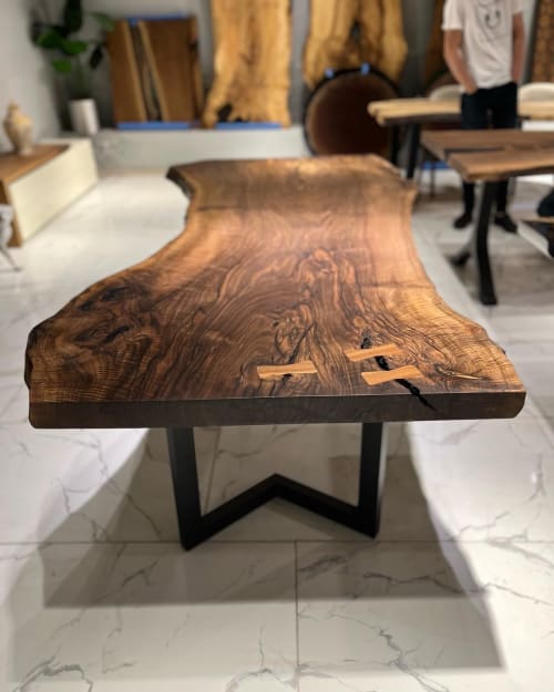 Live Edge Walnut Table - Modern Kitchen Table - Epoxy Table | Dining Table in Tables by Tinella Collection