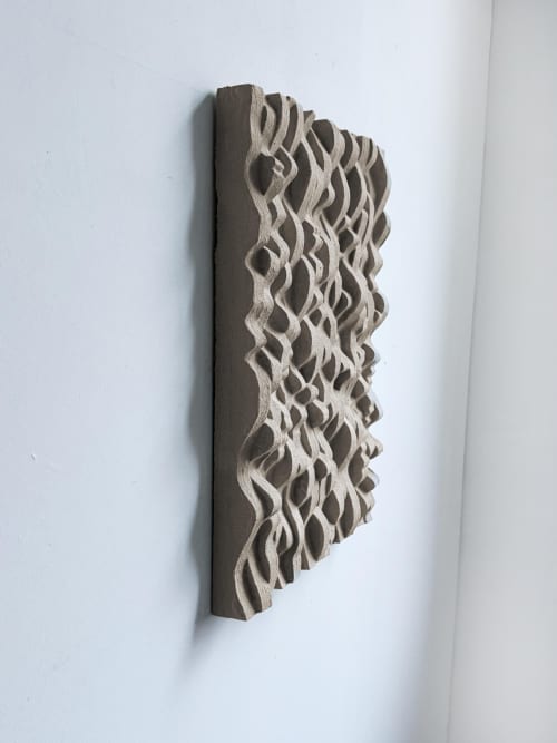 Textured 3D Beige Painting - Contemporary Sculptural Wall Art - Modern Home Decor - Geometric Fusion | Wall Sculpture in Wall Hangings by Vaiva Art Atelier