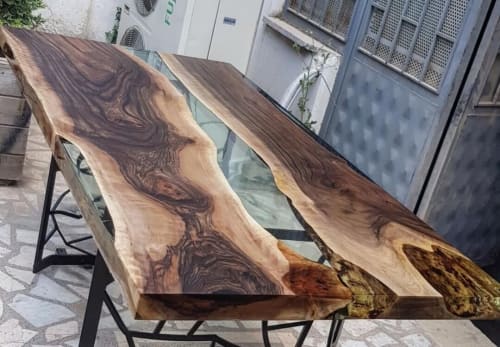 Lagoon Stump Table, Resin Epoxy Side Table, Resin Epoxy Art