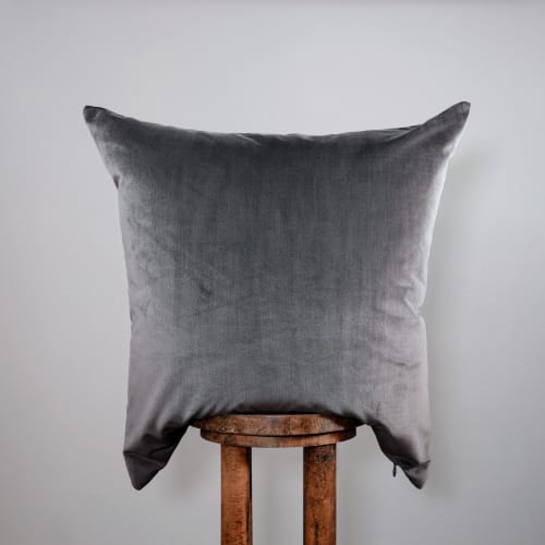 Silver Brown Velvet Pillow Set of 3 - 26x26 | Pillows by Vantage Design
