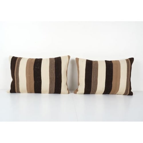 Vintage Matching Striped Organic Hemp Kilim Pillow, Handwove | Pillows by Vintage Pillows Store