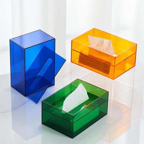 Colorful Modern Acrylic Tissue Holder | Tableware by Kevin Francis Design