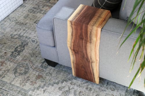 Live Edge Walnut Waterfall Armrest Sofa Table - Extra Long | Tables by Hazel Oak Farms