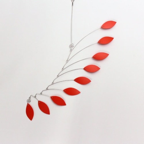 Orange Mobile for the Minimalist or Modern Home Leaves | Wall Sculpture in Wall Hangings by Skysetter Designs