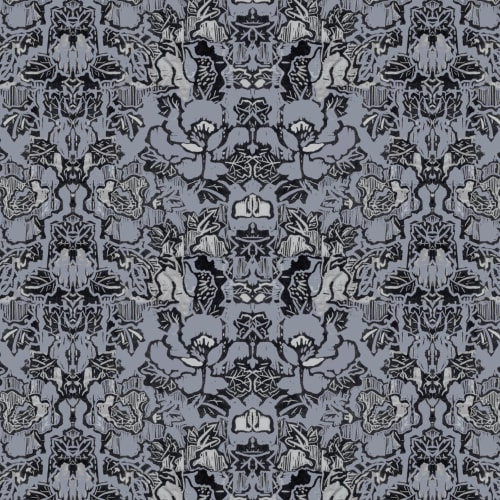 Indian Floral, Slate | Fabric in Linens & Bedding by Philomela Textiles & Wallpaper