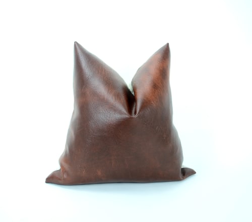 faux leather pillow // faux leather cushion // chestnut