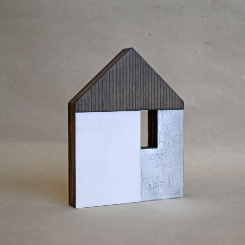 Modern House - white/Silver No.45 | Sculptures by Susan Laughton Artist