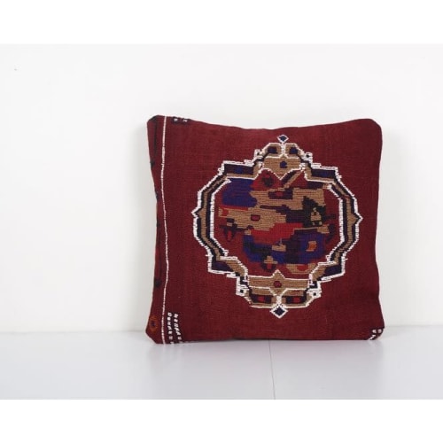 Handmade Wool Red Organic Kilim Pillow, Boho Pillow, Tribal | Cushion in Pillows by Vintage Pillows Store