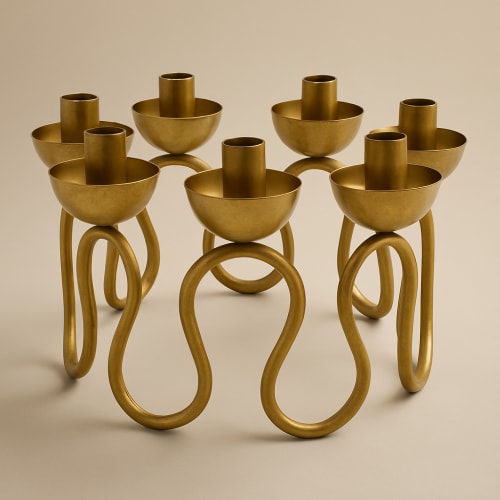 Vine 7-Arm Candelabra — Gold Finish | Decorative Objects by Raíz Studio