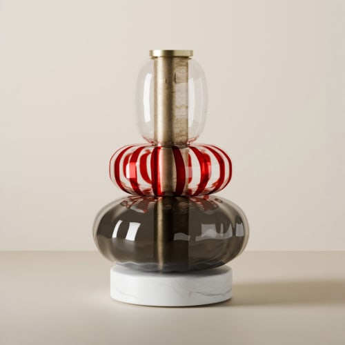 Playground Vase - Carrera Marble Base | Vases & Vessels by Oggetti Designs