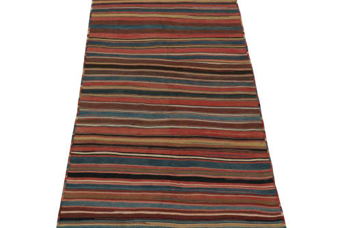 Vintage Turkish Kilim Runner rug in Polychromatic Stripes | Rugs by Rug and Kilim
