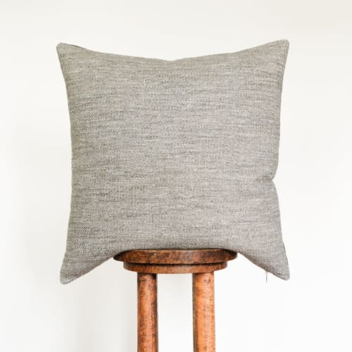 Warm Grey Nubby Linen Pillow 24x24 | Pillows by Vantage Design