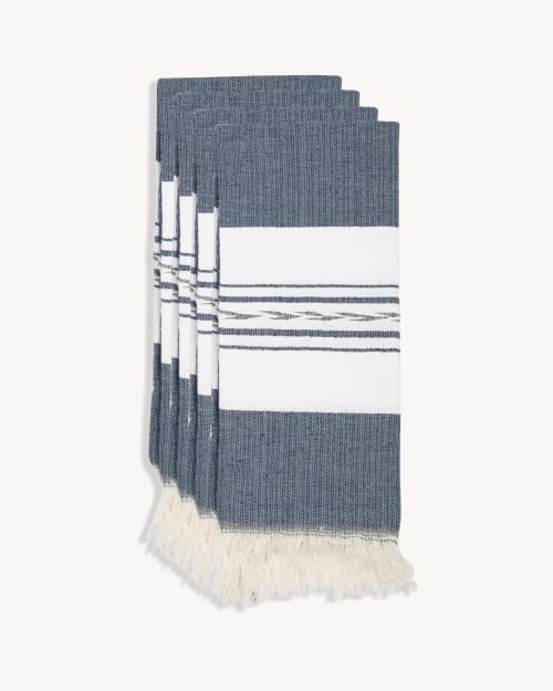 Washed Linen-Cotton set of 4 Napkins- Navy – Thyme and Sage