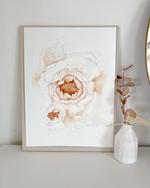 Peonies 01 original watercolor | Paintings by Angele K