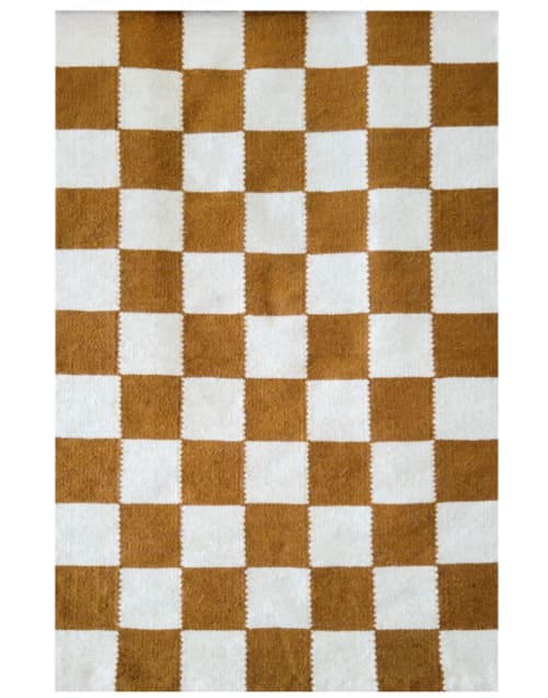 Rustic Checkered Handwoven Area Rug | Rugs by Mumo Toronto Inc