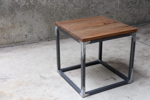 Quartersawn White oak Industrial Side Table | Tables by Hazel Oak Farms