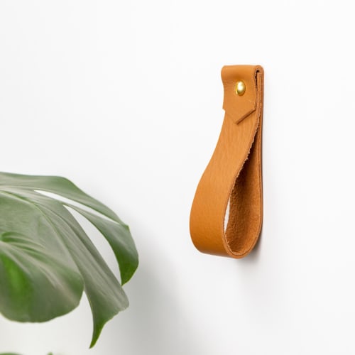 Medium Leather Wall Strap [V'ed End] | Storage by Keyaiira | leather + fiber | Artist Studio in Santa Rosa