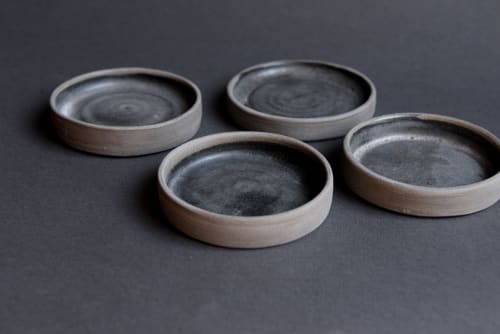 SET of 2 saucer/small plate/little dish, rustic grey matte | Tableware by Laima Ceramics